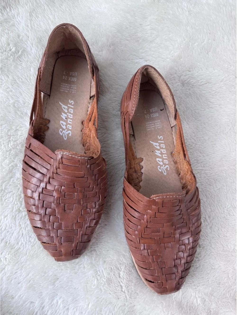 Sammy Sandals Brown Woven Leather Huarache Flats – Women’s Size 7
